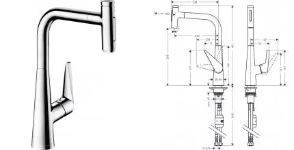 Смеситель для кухонной мойки «Hansgrohe» Talis Select M51 72823000 с выдвижным изливом хром Смеситель для кухонной мойки «Hansgrohe» Talis Select M51 72823000 с выдвижным изливом хром