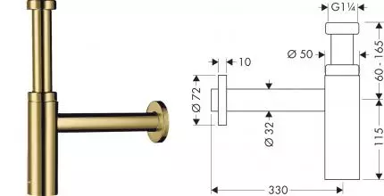 Сифон для раковины «Hansgrohe» Flowstar S 52105990 полированное золото