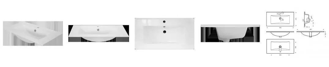 Раковина «Sanita Luxe» Quadro 90 фарфоровая белая