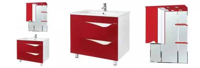 Мебель для ванной «Bellezza» Эйфория 85 красная/белая