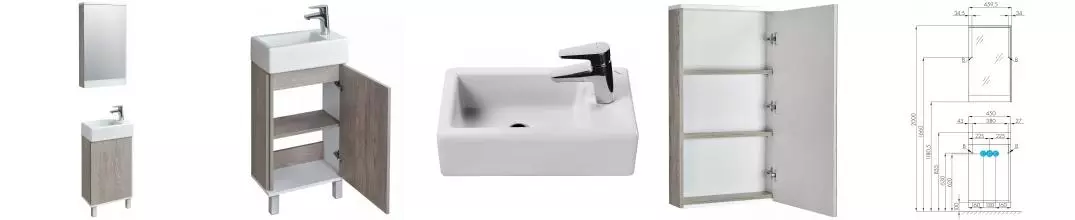 Мебель для ванной «Aquaton» Эмма 46 дуб навара/белая