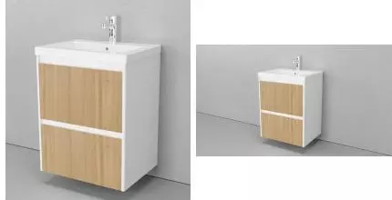 Тумба под раковину «Velvex» Klaufs 70 с 2 ящиками подвесная шатанэ/белая Тумба под раковину «Velvex» Klaufs 70 с 2 ящиками подвесная шатанэ/белая