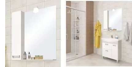 Зеркало с шкафчиком «Aquaton» Бекка 70 без света белый/дуб Сомерсет левый