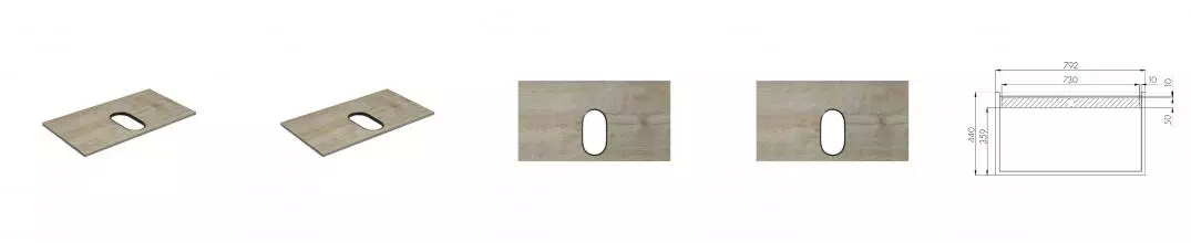 Мебельная столешница «Aquaton» Лофт Фабрик 80 ЛДСП, ПВХ дуб Эндгрейн