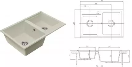 Мойка для кухни «Aquaton» Делия 78/52 DBL искусственный камень жемчуг