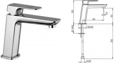 Смеситель для раковины «Paini» Nove 09CR205MELMKM