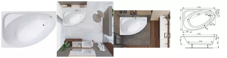 Ванна акриловая «Vagnerplast» Hapi 170/110 без опор без сифона белая левая Ванна акриловая «Vagnerplast» Hapi 170/110 без опор без сифона белая левая