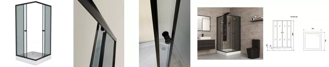 Душевой угол-ограждение «Niagara» NG- 009-14QT 90/90 тонированный/чёрный с поддоном Душевой угол-ограждение «Niagara» NG- 009-14QT 90/90 тонированный/чёрный с поддоном