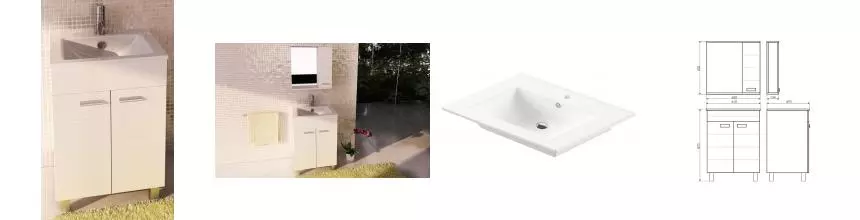 Тумба с раковиной «Comforty» Модена М 60 (Quadro 60) белая матовая