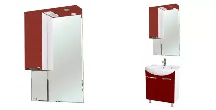 Зеркальный шкаф «Bellezza» Альфа 55 с подсветкой красный левый