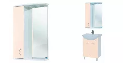Зеркальный шкаф «Bellezza» Астра 50 Н с подсветкой бежевый левый