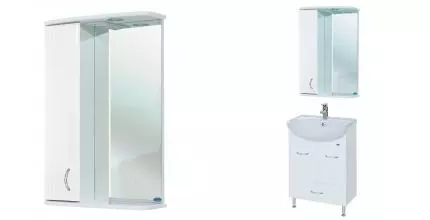 Зеркальный шкаф «Bellezza» Астра 50 Н с подсветкой белый левый Зеркальный шкаф «Bellezza» Астра 50 Н с подсветкой белый левый