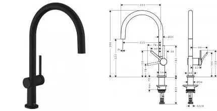 Смеситель для кухонной мойки «Hansgrohe» Talis M54 72804670 чёрный матовый