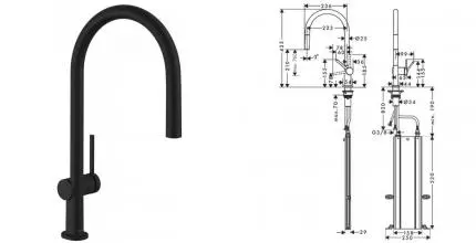 Смеситель для кухонной мойки «Hansgrohe» Talis M54 72803670 с выдвижным изливом чёрный матовый Смеситель для кухонной мойки «Hansgrohe» Talis M54 72803670 с выдвижным изливом чёрный матовый