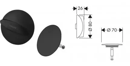Накладки для слив-перелива «Hansgrohe» Flexaplus S 58185670 черный матовый