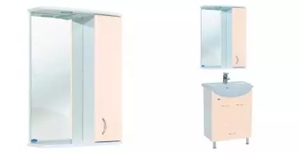 Зеркальный шкаф «Bellezza» Астра 55 Н с подсветкой бежевый правый