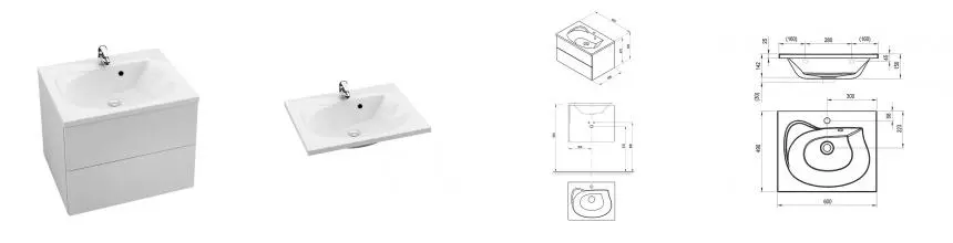 Тумба с раковиной «Ravak» SD Rosa II 60 (Rosa II 60/49) подвесная белая