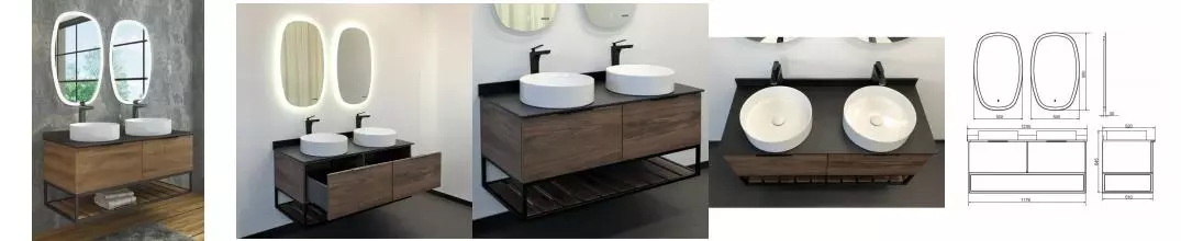 Мебель для ванной подвесная «Comforty» Порто-120-2 дуб тёмно-коричневый