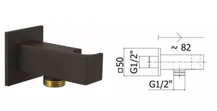 Подключение для душевого шланга «Paffoni» ZSUP032NO с держателем для лейки чёрное матовое Подключение для душевого шланга «Paffoni» ZSUP032NO с держателем для лейки чёрное матовое