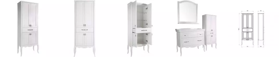 Шкаф «ASB-Woodline» Модерн 60 белый с патиной серебро
