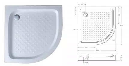 Душевой поддон «Cezares» TRAY-A-R-100-550-15-W0 100/100 средний акриловый четверть круга без сифона белый