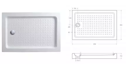 Душевой поддон «Cezares» TRAY-A-AH-120/80-15-W0 120/80 средний акриловый прямоугольный без сифона белый