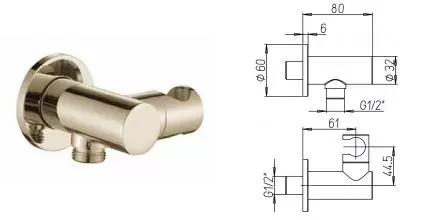 Подключение для душевого шланга «Paini» 50PW480TT с держателем для лейки никель Подключение для душевого шланга «Paini» 50PW480TT с держателем для лейки никель