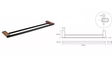 Полотенцедержатель двойной «Bemeta» Galla 108104050 на стену чёрный/розовое золото Полотенцедержатель двойной «Bemeta» Galla 108104050 на стену чёрный/розовое золото