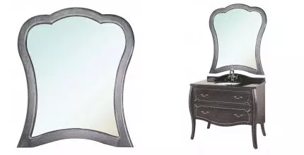 Зеркало «Bellezza» Грация Люкс 90 без света чёрное с патиной серебро