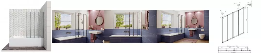 Шторка на ванну стеклянная «Ambassador» Bath Screens 16041111 100/140 прозрачная правая Шторка на ванну стеклянная «Ambassador» Bath Screens 16041111 100/140 прозрачная правая