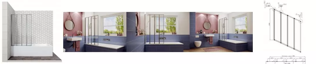 Шторка на ванну стеклянная «Ambassador» Bath Screens 16041111 100/140 прозрачная левая Шторка на ванну стеклянная «Ambassador» Bath Screens 16041111 100/140 прозрачная левая