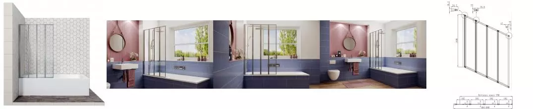 Шторка на ванну стеклянная «Ambassador» Bath Screens 16041110 90/140 прозрачная левая Шторка на ванну стеклянная «Ambassador» Bath Screens 16041110 90/140 прозрачная левая