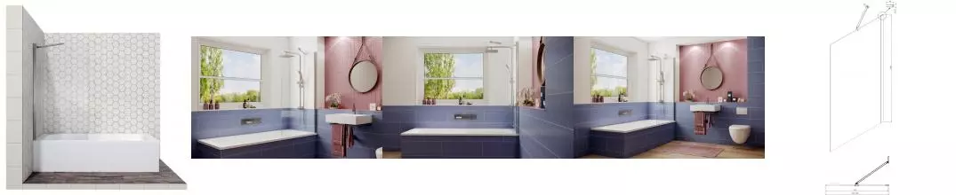 Шторка на ванну стеклянная «Ambassador» Bath Screens 16041103 80/140 прозрачная универсальная