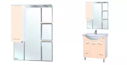 Зеркальный шкаф «Bellezza» Мари 75 с подсветкой бежевый/белый левый