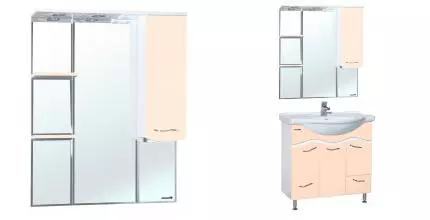 Зеркальный шкаф «Bellezza» Мари 85 с подсветкой бежевый/белый правый
