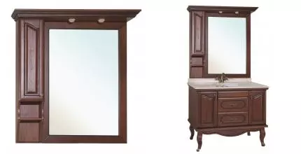 Зеркальный шкаф «Bellezza» Рим 110 с подсветкой вишня с чёрной патиной левый