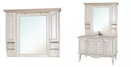 Зеркальный шкаф «Bellezza» Рим 120 с подсветкой белый с патиной золото