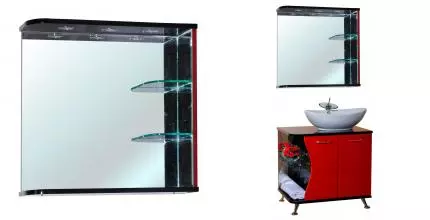 Зеркало «Bellezza» Рио 70 с ИК датчиком с подсветкой красное/чёрное правое