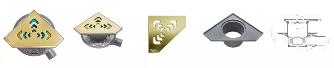 Трап для душа «Pestan» Confluo Standard Angle 1 13000126 боковой выпуск Gold Трап для душа «Pestan» Confluo Standard Angle 1 13000126 боковой выпуск Gold