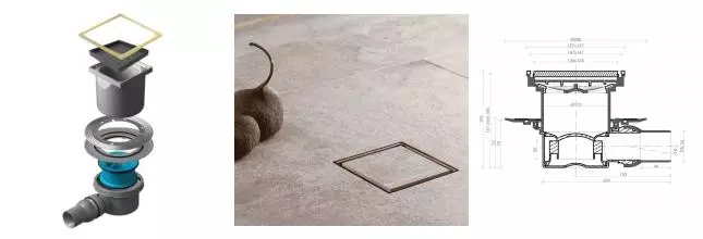 Трап для душа «Pestan» Confluo Standard 1 Ceramic 13000119 боковой выпуск под плитку/Gold Трап для душа «Pestan» Confluo Standard 1 Ceramic 13000119 боковой выпуск под плитку/Gold