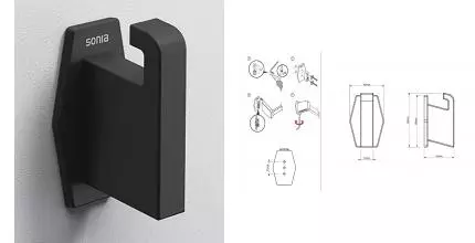 Крючок «Sonia» Luce 182497 на стену чёрный матовый