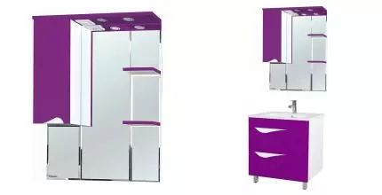 Зеркало с шкафчиком «Bellezza» Эйфория 80 с подсветкой фиолетовый левый