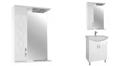 Зеркальный шкаф «Bellezza» Элеганс 50 с подсветкой белый левый