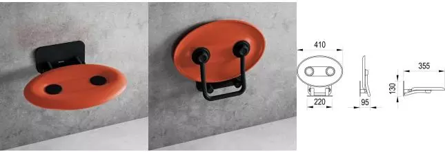 Сиденье «Ravak» Ovo-P II нержавеющая сталь, пластик Orange/Black Сиденье «Ravak» Ovo-P II нержавеющая сталь, пластик Orange/Black