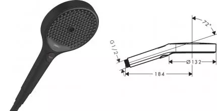 Ручная лейка «Hansgrohe» Rainfinity 26864670 чёрная матовая Ручная лейка «Hansgrohe» Rainfinity 26864670 чёрная матовая