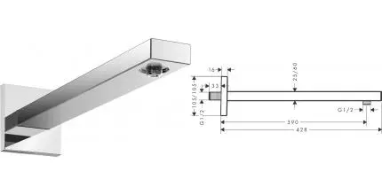 Кронштейн для верхнего душа «Hansgrohe» 27694000 38,9 хром Кронштейн для верхнего душа «Hansgrohe» 27694000 38,9 хром