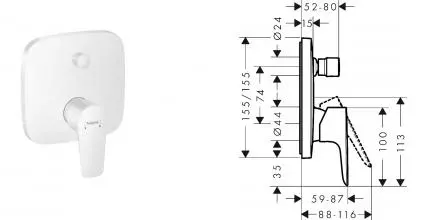 HG 71 745 700 Talis E Смеситель для ванны (внешняя монтажная часть) · Hansgrohe, 71745700