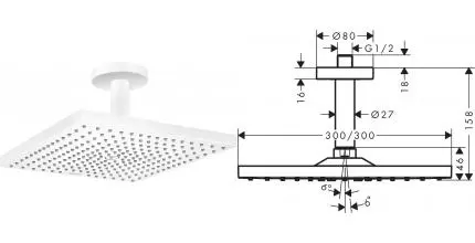 Верхний душ «Hansgrohe» Raindance E 26250700 белый матовый Верхний душ «Hansgrohe» Raindance E 26250700 белый матовый