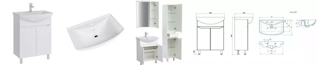 Тумба с раковиной «Sanstar» Bianco 65 New (Стиль 65) белая Тумба с раковиной «Sanstar» Bianco 65 New (Стиль 65) белая