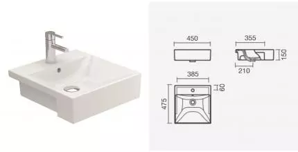 Раковина «Sanitana» Albus 39/47 S10201017600000 фарфоровая белая